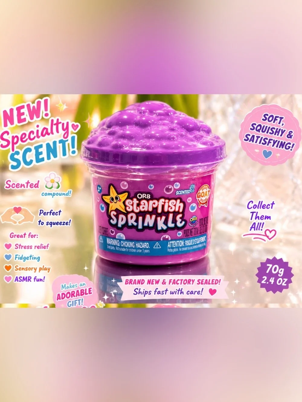 NEW ORB Starfish Sprinkle Specialty Scent Squishy Kids Toy Sealed Sensory NIB